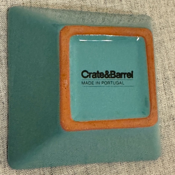 Crate & Barrel agave aqua square small dish bowl snack trinket green Portugal - Picture 3 of 3